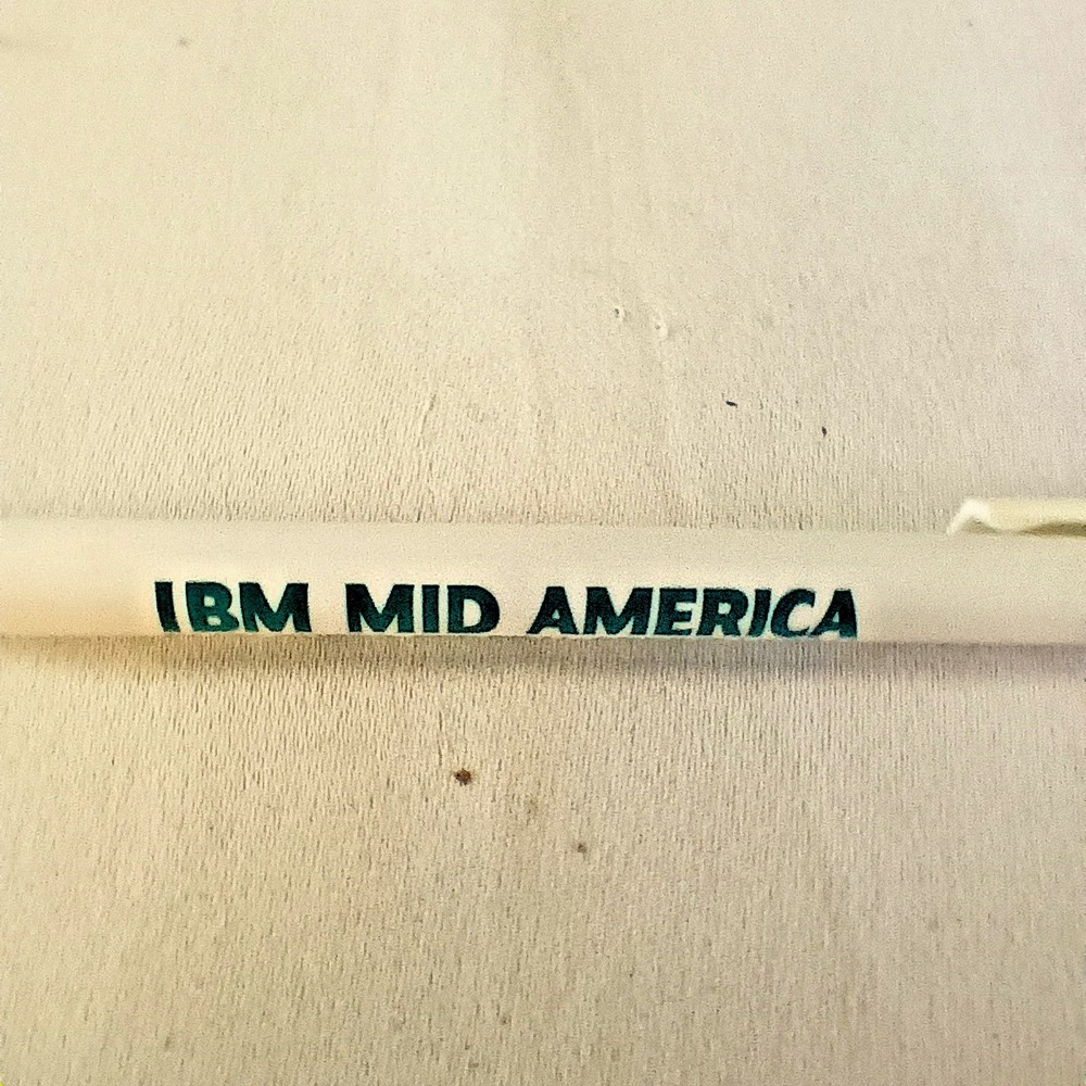 IBM Mid America Employees Federal Credit Union Ballpoint Pen White Vintage Promo
